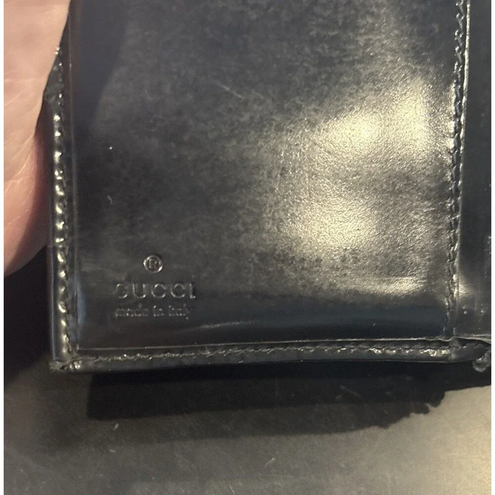 Vtg 1990s GUCCI Tom Ford Era 7” Long Patent Leather Wallet G Motif Black READ
